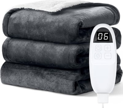 Elektrische Deken - Verwarmingsdeken Warmtedeken - Warmte en Comfort - 6 Warmtestanden Timer - 200x180 cm - Grijs