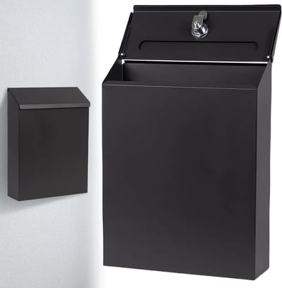 Solidchoice - 22 x 6,5 x 29 cm zwart antraciet: WANDGU compacte mini-brievenbus, eenvoudige brievenbus met krantenvak, wandbrievenbus n brievenbus, zwarte moderne brievenbus met 2 sleutels