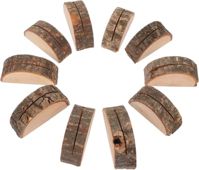 Houten Kaarthouders - Notitiestandaards - Feestdecoratie - Natuurlijk Hout Materiaal - 7.2x3.8x2 cm - Bruin