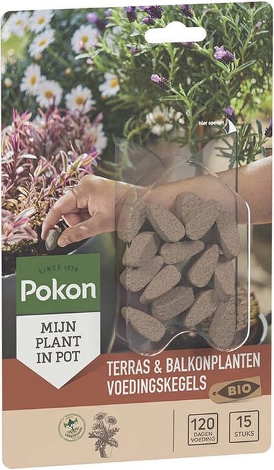 Pokon Bio Voedingskegels voor Terras- & Balkonplanten - 15 stuks - 120 dagen voeding - Biologische Plantenvoeding