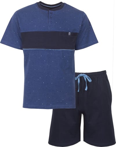 Paul Hopkins Heren Shortama - Pyjama Set - 100% Katoen - Blauw - Maat M