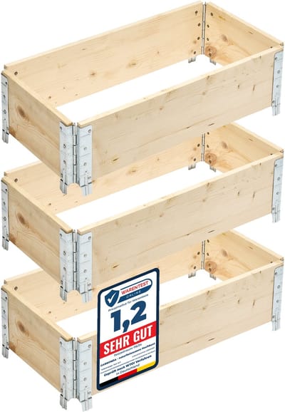 Garronda Kweekbak Palletrand 3-Pack 80x40cm – Natuurlijk - Bloemen - Kruiden - Palletframe - Natuurlijke Verhoogde Bloembedden – GD-BUD-PAL