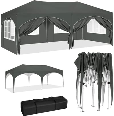 Jessi Store - Partytent - Paviljoen - Partytent 3x6 - Partytent Easy Up - Opvouwbaar - Waterdicht - Verstelbare hoogte - Grijs