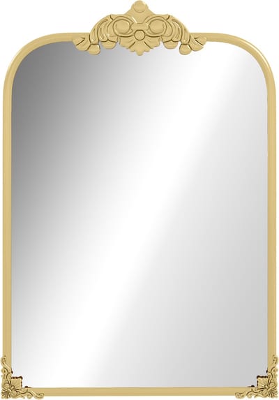 Wishdor Gouden Boogspiegel - Wandspiegel met Afneembare Barok Ornamenten (2-in-1 Design) - HD Veiligheidsglas - 60x87 cm