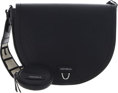 COCCINELLE Leren Schoudertas Blaire Ribbon Handbag Grained Leather Noir Zwart