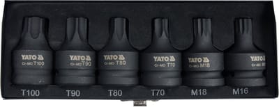 Professionele Krachtbitset 3/4" - 6-delig - XXL Torx & Spline (M16-M18) - Hoogwaardig CrMo Staal - Slagvaste Doppenset voor Vrachtwagens & Industrie
