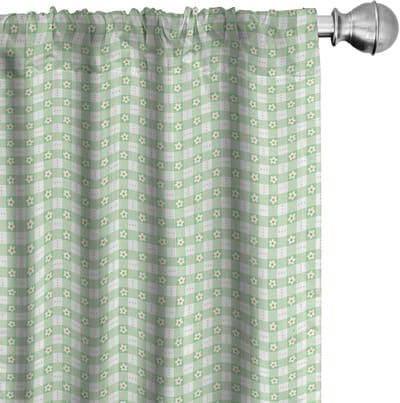 ABAKUHAUS Abstracte Gordijnen – Daisy Bloemen – mintgroen, 2x75x175 cm – microvezel