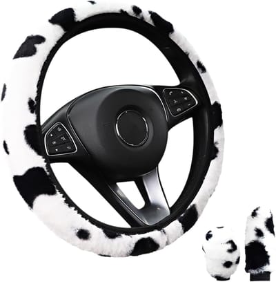 3 delige set - Stuurhoes - Pluche stuurhoes - Universele stuurhoes - Telescopisch 37-38cm - Zachte en comfortabele stuurhoes - Geschikt voor autoaccessoires