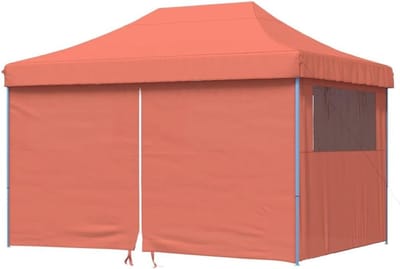 Pop-up Partytent - Feesttent Gazebo - Buitenfeesten Organiseren - Inclusief 4 Zijwanden - 1 stuk - Terracotta