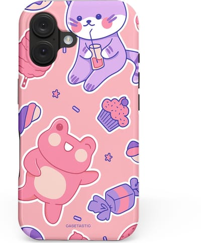 Casetastic hoesje geschikt voor Apple iPhone 16 - MagSafe - Dubbellaagse bescherming - Snoepvriendjes - Fashion Case - Lichtroze Lavendel Koraal