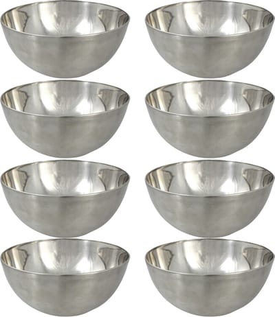 Svenska Living - 8x - Kommetjes/schaaltjes - mat zilver - RVS - D19 x 9.5 cm - serveerschalen
