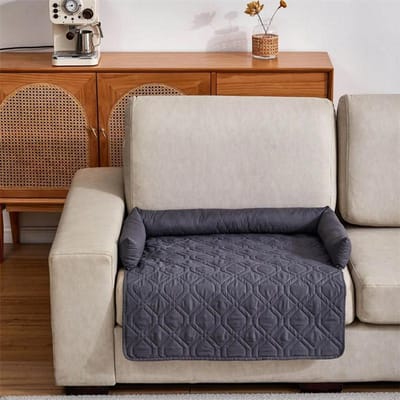 Hondenbedmat Honden Kat Huisdier Slaapbedden met Kussen voor Kleine Middelgrote Honden Warm Nest Gewatteerde Ruit Kalmerende Hondenbed Pad Verwijderbaar S 75x75cm brown