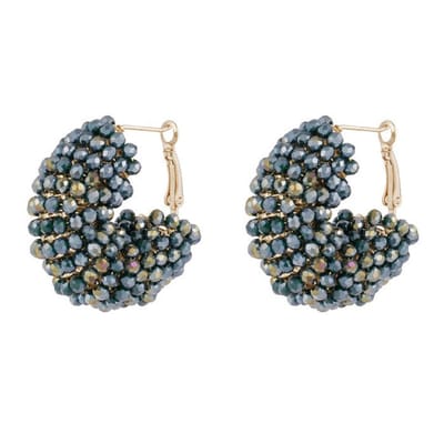 Yehwang Oorbellen Happy Beads goud donkerblauw