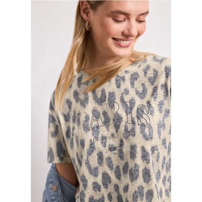 Shirt in burnout-look met leo-opdruk