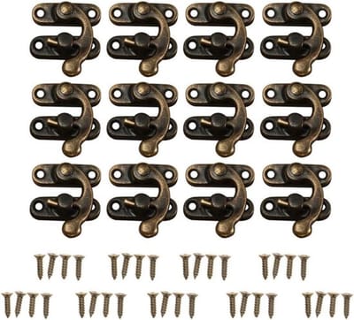 Klinkhaak Antiek - Hasp Retro Design - Gouden/Koper Kleur - 12 Stuks - Inclusief Schroeven - Duurzaam IJzermateriaal