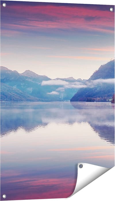 Gards Tuinposter Meer in de Bergen - 60x90 cm - Tuindoek - Tuindecoratie - Wanddecoratie buiten - Tuinschilderij