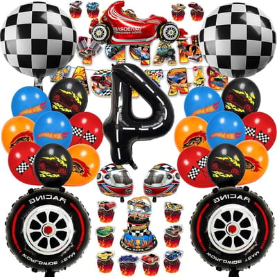 Verjaardagsdecoratie voor jongens met raceauto-thema, feestset voor autoliefhebbers, versiering voor een onvergetelijk kinderfeest