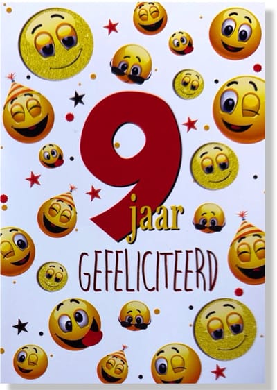 Hoera 9 Jaar! Luxe verjaardagskaart - 12x17cm - Gevouwen Wenskaart inclusief envelop - Leeftijdkaart
