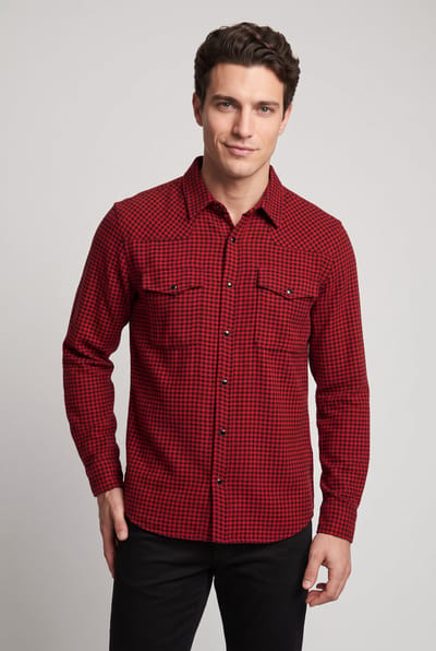 The Kooples Long-sleeved Shirt W Classic Collar Black - Red Maat: S | Casual Overhemden Outlet | Heren | Zwart
