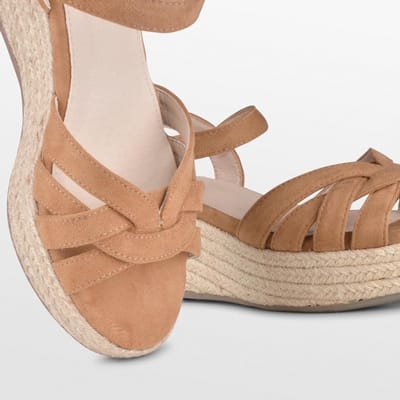 POSH by Poelman TULSI - maat 41 - Dames Sandalen/Espadrilles - Cognac