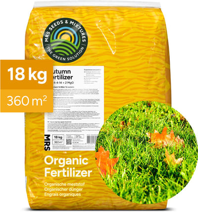 MRS Autumn Organische Gazonmest Najaar - 18 kg voor 360 m² - Diepgroen en sterk gazon - 120 dagen voeding - Beschermt het gras tegen winterse kou - Verbetert de bodemstructuur