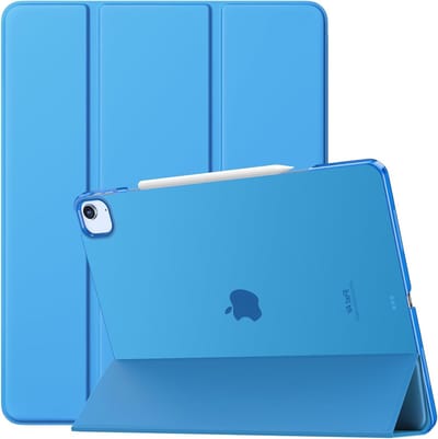 Slimme Hoes voor iPad Air 13 Inch - Dunne Stand Cover met Touch ID Ondersteuning, Auto Wake/Sleep Functie en Translucente Achterkant, Bescherming voor iPad Air 13, Blauw Golfpatroon