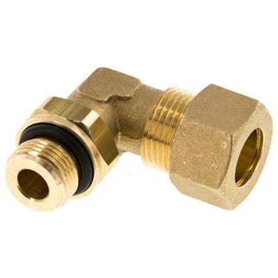 14mm & G3/8'' Messing L-Vorm Knelfitting Buitendraad 89bar NBR Verstelbaar DIN EN 1254-2
