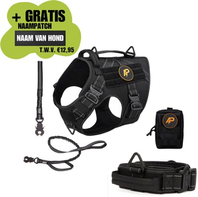 Always Prepared® Pro Combi Deal - Hondentuig + Halsband + Riem + Opbergtasje - Totaalpakket - Anti-Trek Set voor Middel en Grote Honden - Reflecterend - Maat M