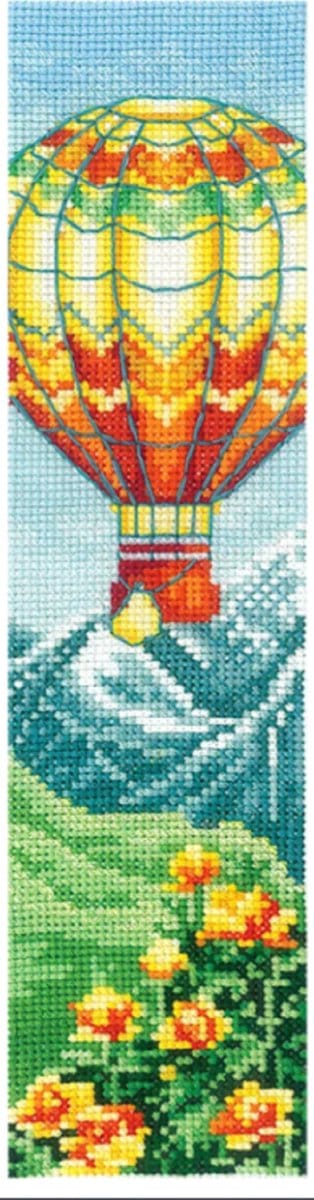 Borduurpakket - BOEKENLEGGER - AIR BALLOON - SANZ-69 - telpatroon om zelf te borduren