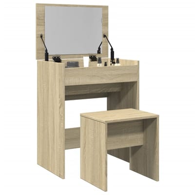 vidaXL - Kaptafel - met - krukje - 60x40x113,5 - cm - sonoma - eikenkleurig