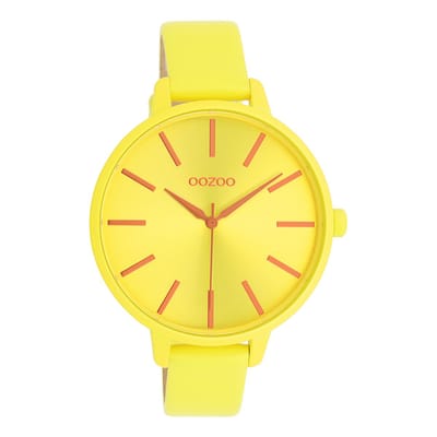 OOZOO Timepieces - Neon gele OOZOO horloge met neon gele leren band - C11184