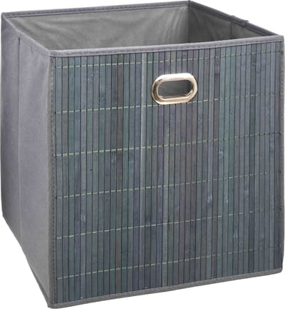 5Five Opbergmand/kastmand - grijs - linnen/bamboe - 31 x 31 x 31 cm - 29 liter - Vakkenkast manden