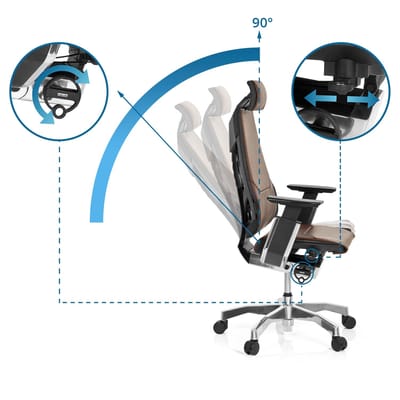 GENIDIA PRO | Leder - High end bureaustoel Bruin / Zwart
