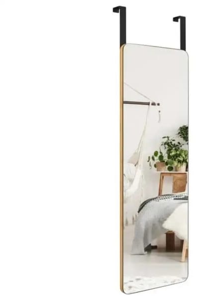 Dailygoods Wandspiegel deurspiegel met 2 haken & afgeronde hoeken hangende spiegel