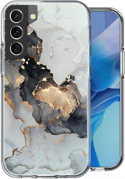 Hoesje geschikt voor Samsung Galaxy S22 - Siliconen Shock Proof Case Back Cover Hoes Marmer Goud