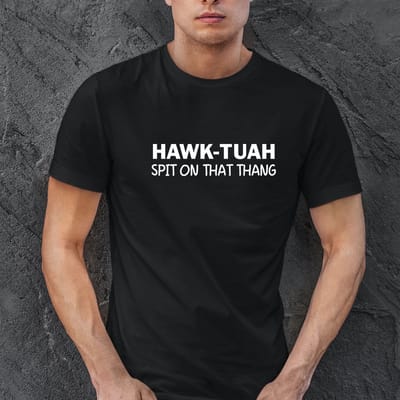 Heren T-shirt zwart Hawk-Tuah spit on that thang- de hit van deze zomer. Maat 2XL