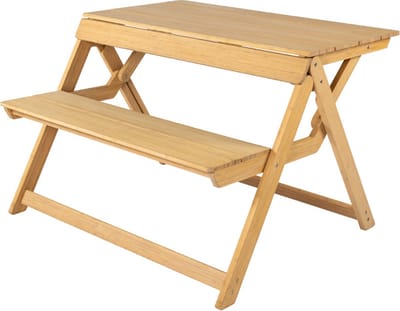 Weltevree | Folding Picnic Table | Opvouwbare Picknicktafel of Bank met Rugleuning | Bamboe | Bruin