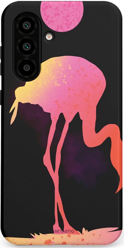 Casetastic Hoesje Geschikt voor Samsung A56 / A36 - Stijlvolle Beschermende Duo-layer Case - Silhouet Flamingo