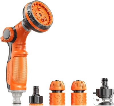 Tuinslangpistool - Hogedruk sproeier - Auto wassen - 8 Sproeipatronen - 16 cm - Zwart Geel