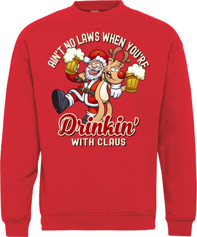 Kersttrui Ain't No Laws | Foute Kersttrui Dames Heren | Kerstcadeau | Kerstpakket | Rood | maat XS