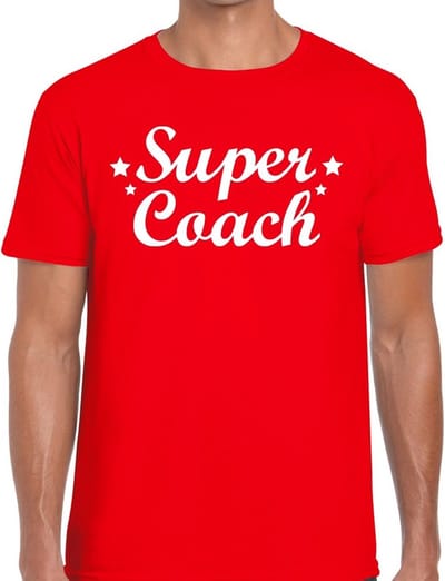 Super Coach cadeau t-shirt rood voor heren - Bedankt cadeau voor een coach M