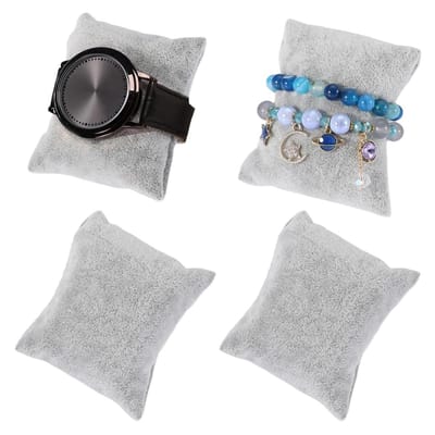 Dailygoods- Displaykussen 4 Stuks - Fluwelen Kussen - Kussen voor Horloges - Kussen voor Armbanden - Sieraden Kussen - Grijs - Sieradenkussen