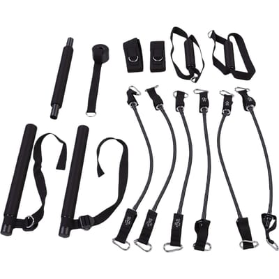 Kit de Barre de Pilates 20 30 40 Lbs Bandes de Résistance Équipement d'Entraînement Pilates Réglable avec Sac de Rangement pour Fitness à Domicile black
