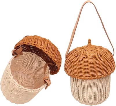 Handgemaakte Wicker Opbergmand met Deksel voor Kinderen - Grote Rieten Mand voor Speelgoed en Accessoires