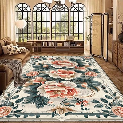Tapis Grande Taille Style Européen Salon Décoration Intérieure Luxe Tapis pour Chambre à Coucher Salon Tapis de Sol Entrée Antidérapant Lavable 120*160cm