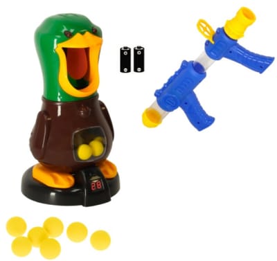 Goodz4All Eenden Schiet Spel - Schietspel Jachtspel Schiet met Ballen op de Eendenbek - Schiet de Eend - Eendenjaagspel - LCD-scorescherm - 1 Pistool - 12 Schuimballen - 2 AA Batterijen
