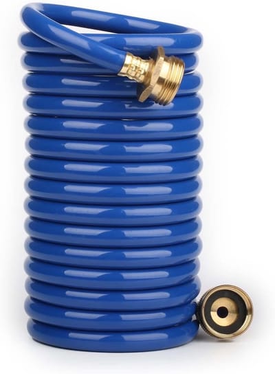 Tuinslang Spoelslang - Opgerolde slang - Buiten water geven - Lichtgewicht en knoopvrij - 15FT Lengte - Blauw