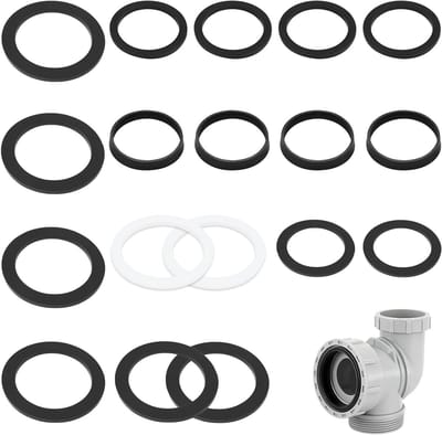Afvoerputdeksel Set van 6, Vervangbare Platte Afvoerseals voor 40 mm Sifon, Zwart, Waterdicht en Duurzaam
