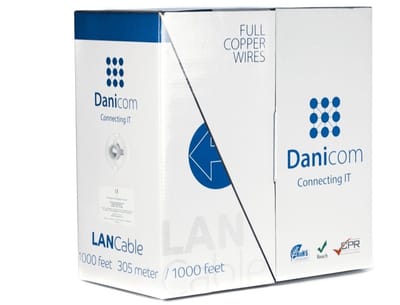 DANICOM CAT5E FTP 305 meter kabel op rol stug - LSZH (Dca) - Trekdoos - Internetkabel - Netwerkkabel - UTP kabel