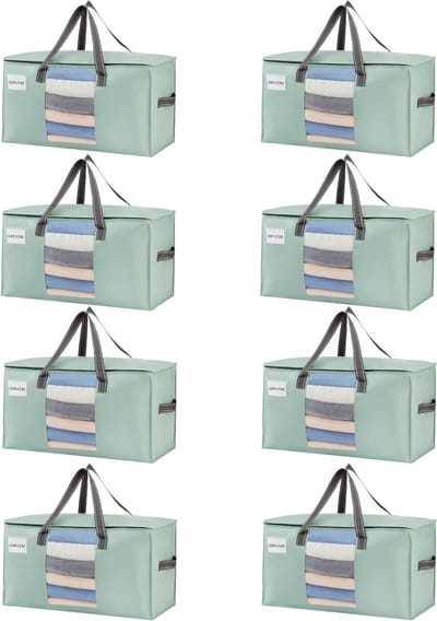Verhuiszakken Opbergzakken - Verhuisdozen Opbergdozen - Spullen Verhuizen Opslaan - Staat Rechtop Zelfdragend - 8 Stuks - Lichtgroen